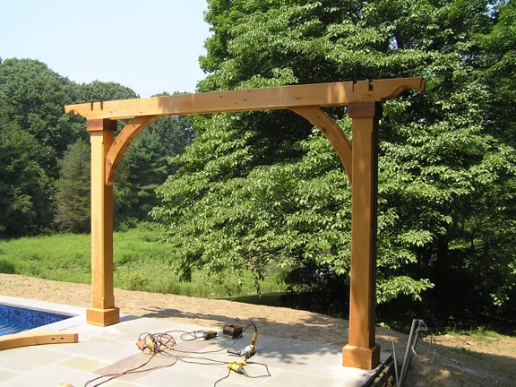 Poolside cedar pergola