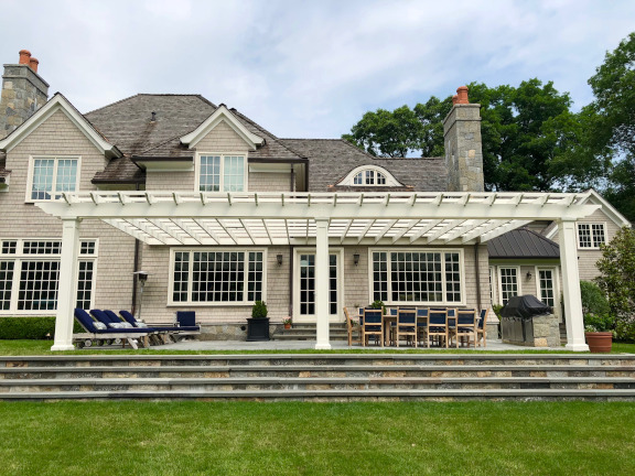 Attached fiberglass pergola